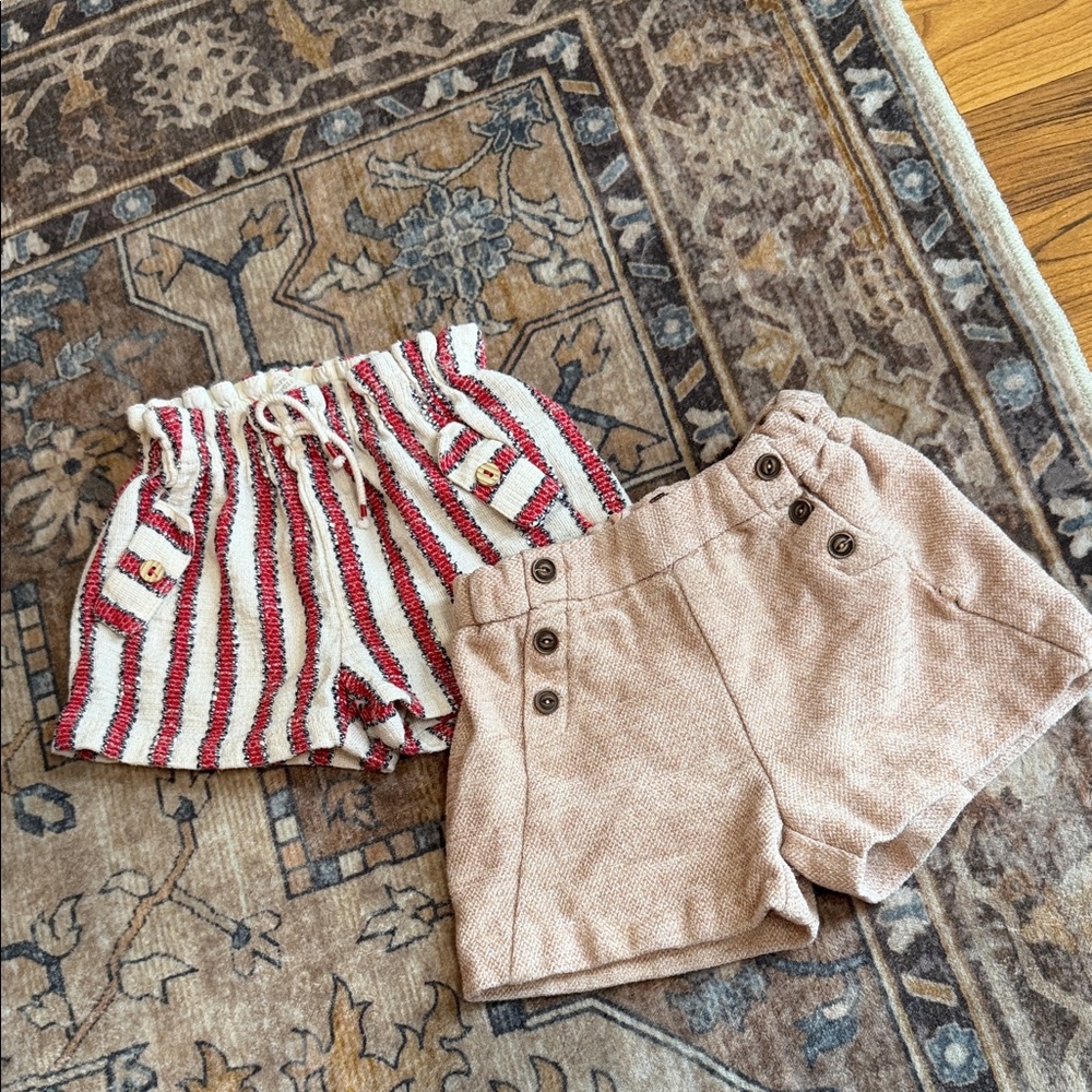 Zara Striped Red and White Kids Shorts